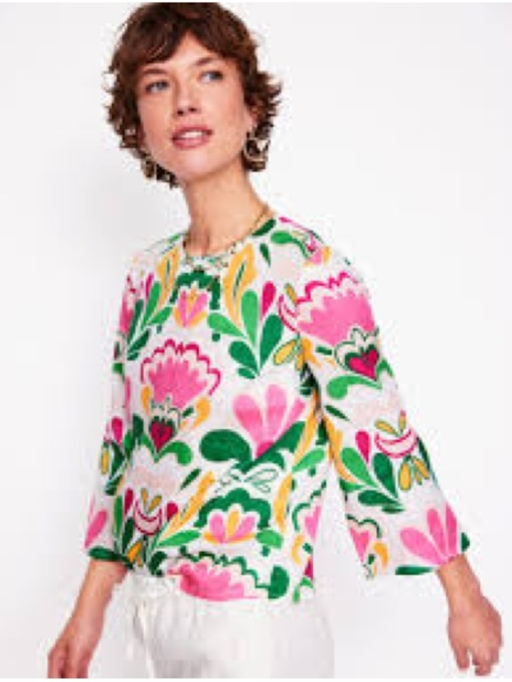 Boden Fluted Sleeve Linen Top